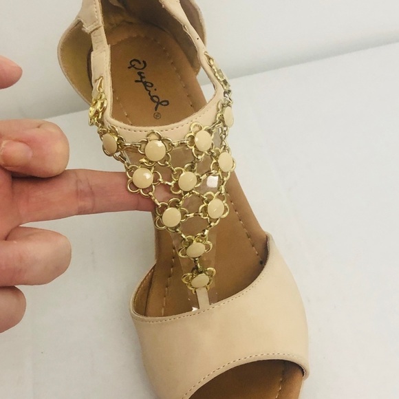 Qupid women’s tan wedges with Pepto size 8‎ - Picture 3 of 8